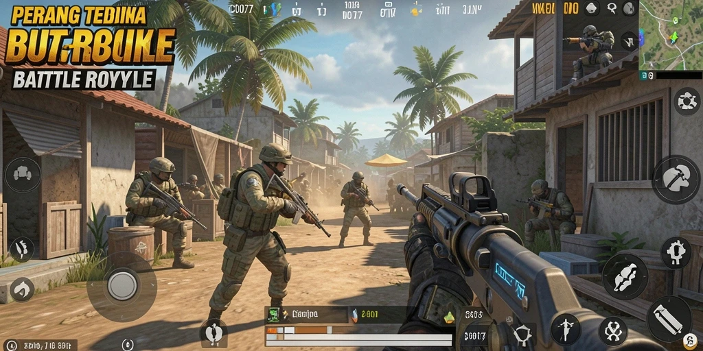Gameplay seru C0077 di medan pertempuran Battle Royale.