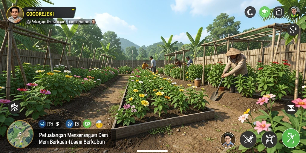 Gameplay menarik dalam bertani di GOGOREJEKI yang penuh warna.