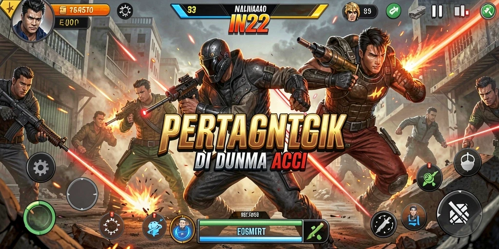 Screenshot gameplay IN22 menampilkan aksi pertarungan yang mendebarkan.