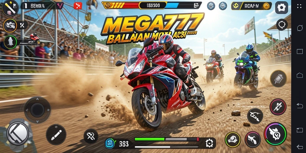 Tampilan seru saat balapan motor di MEGA777.