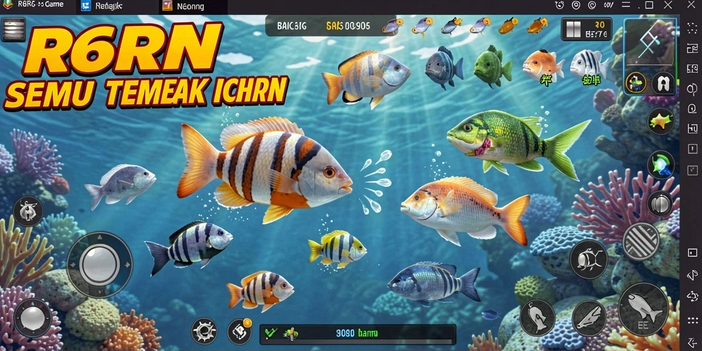 Tangkapan layar gameplay R6R6 yang menunjukkan keseruan menembak ikan.